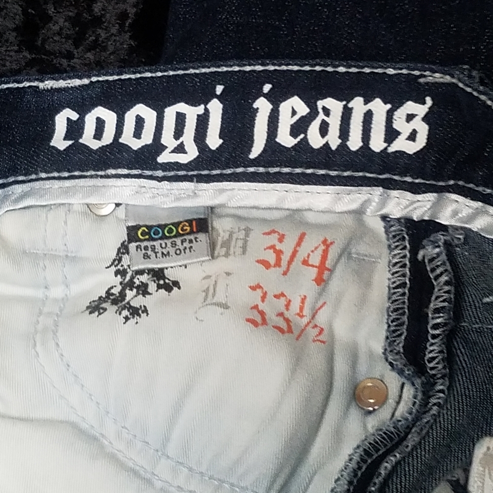 COOGI | White Genuine Leather Pocket Jeans - Picture 7 of 8